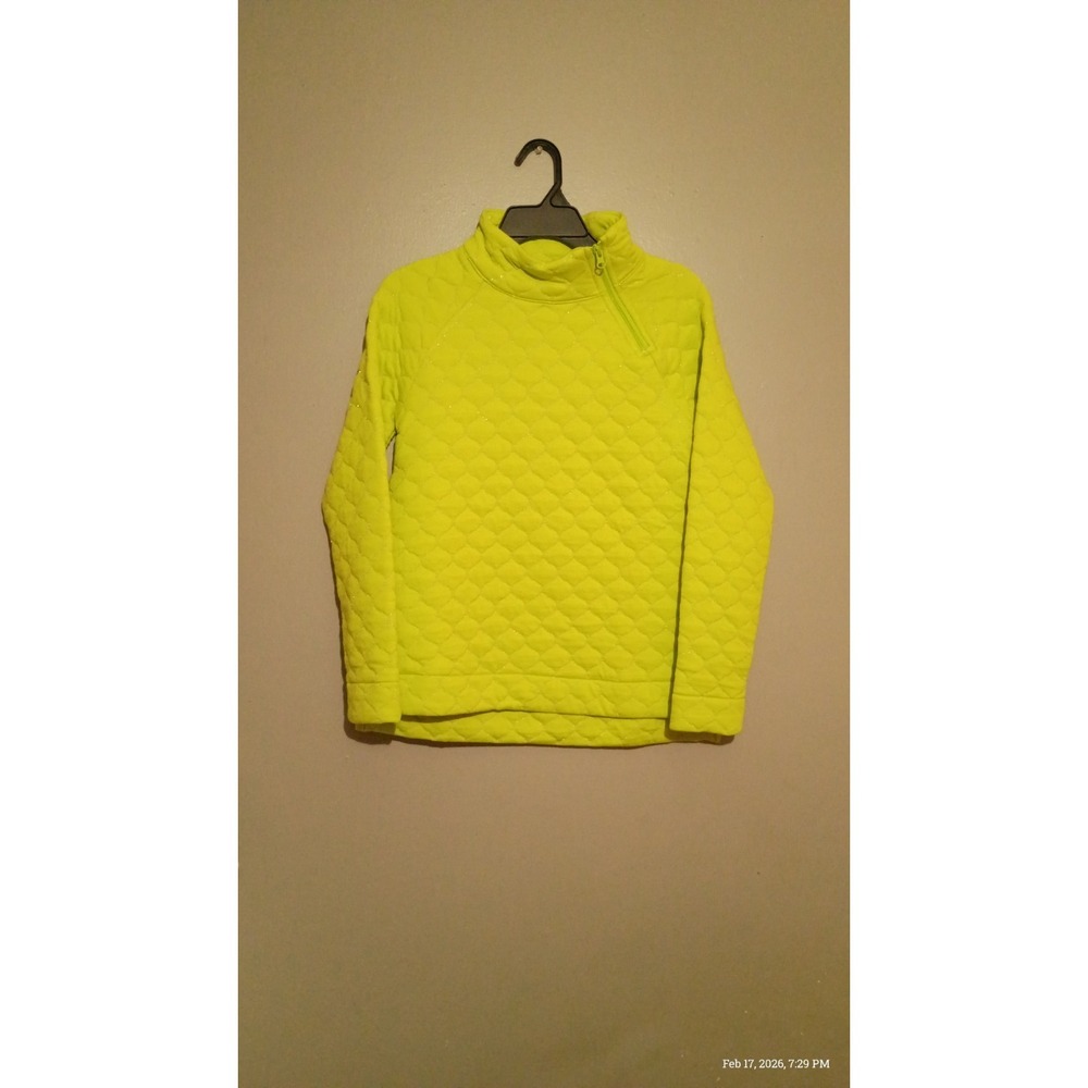 Talbots Petite Womens Metallic Asymmetric Zip Quilted Pullover Green‎ Small NWT